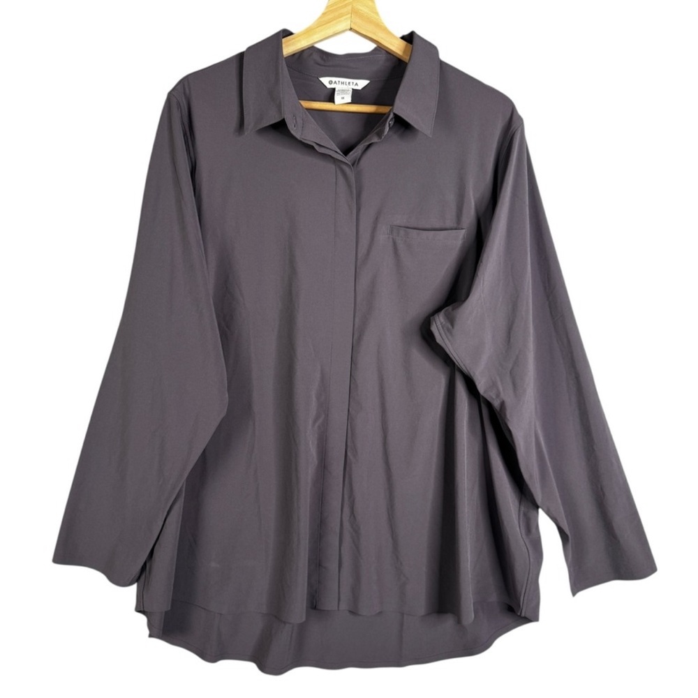 EUC Athleta Urbanite Top 2.0, Button-Down Shirt in Dusk Violet | Women’s Plus 1X - Picture 16 of 16